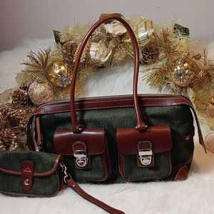 Vintage Dooney & Burke Double Pocket Signature Satchel